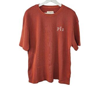 Youngla Mens 427 Waffle Tee, Short Sleeve, Waffle Knit, Orange, Heavy Knit,  L